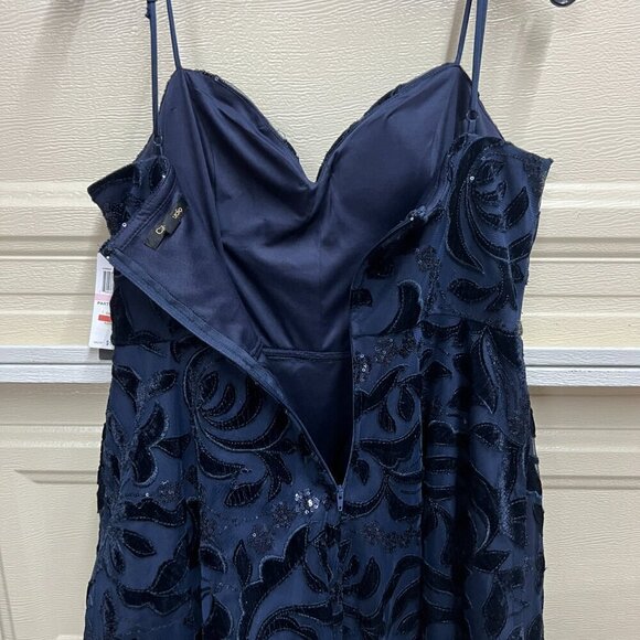 City Studio Womens Juniors Sz 3/4 Sequined Short Fit Flare Dress Navy - Picture 6 of 10